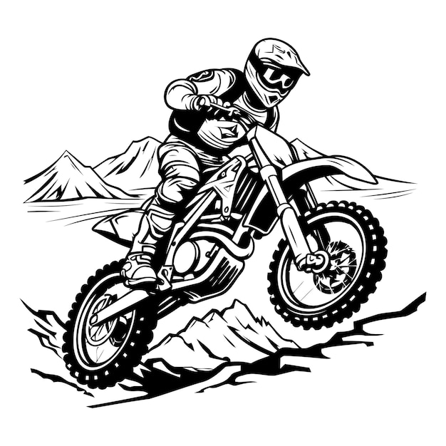 Motocrossrijder op de race Vector illustratie klaar voor vinyl snijden