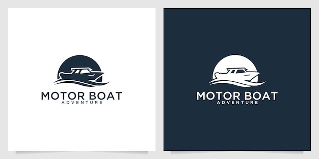 Motor boat silhouette logo design