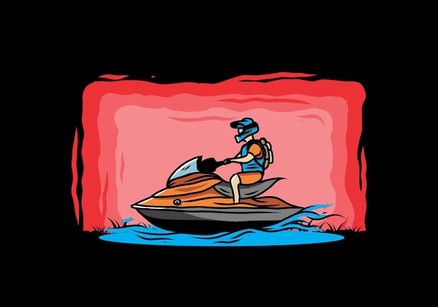 Vector motor boat sport on the beach illustration