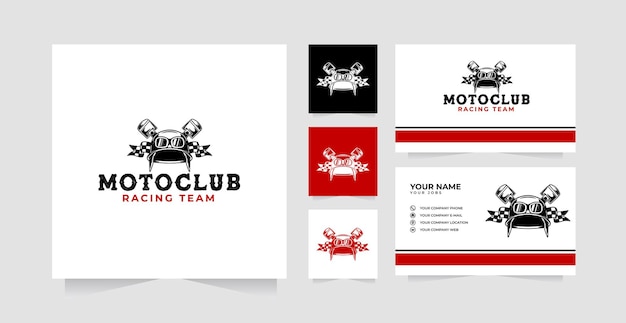 Modello di progettazione del logo del club automobilistico e biglietto da visita