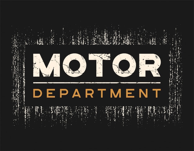 Motor dept tshirt and apparel  with grunge effect.