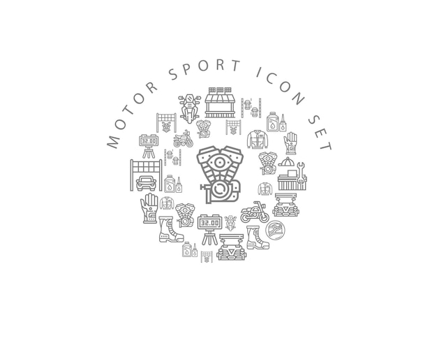 Motor sport icon set design