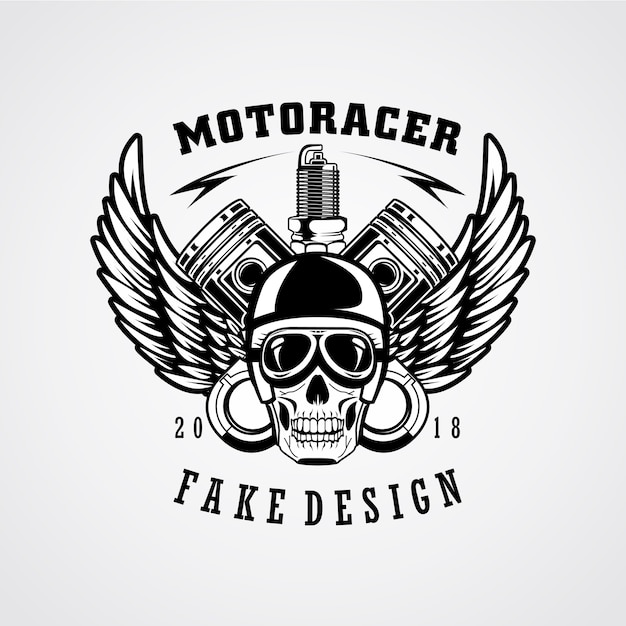 Vettore disegno dell'emblema patch motoracer