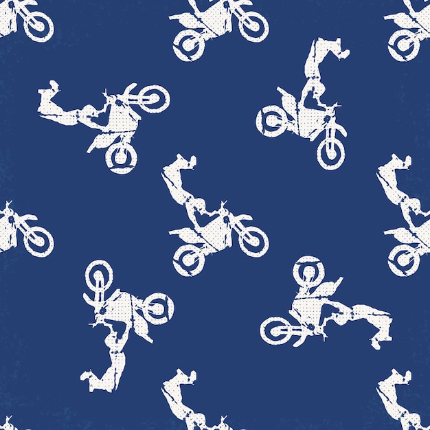 Motorbike and bikers man pattern illustration. creative and sport style image