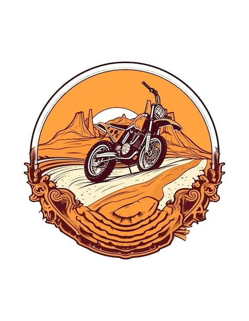 motorbike in front of a desert Handdrawn illustration motorbike Handdrawn illustration design