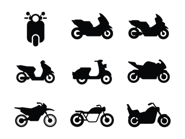 Vector motorbike icon set isolated on white background