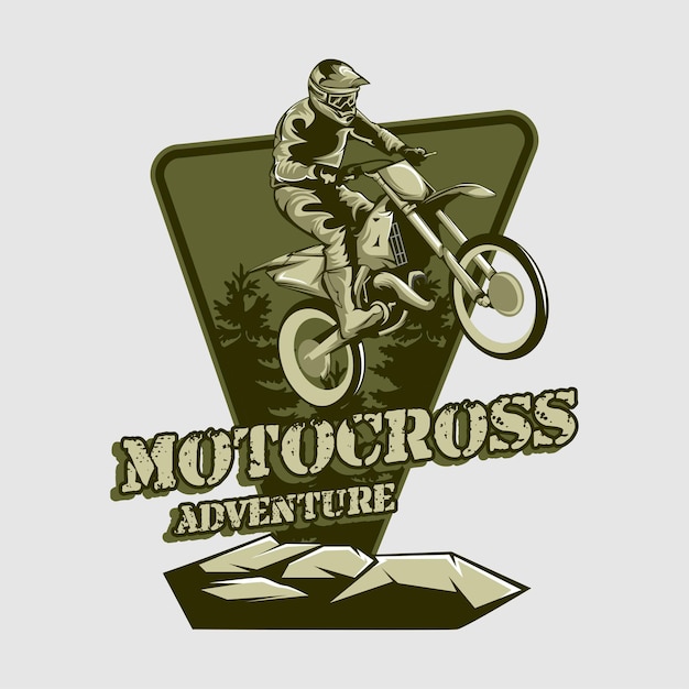 Motorbike Logo Motocross Green Vintage Emblem