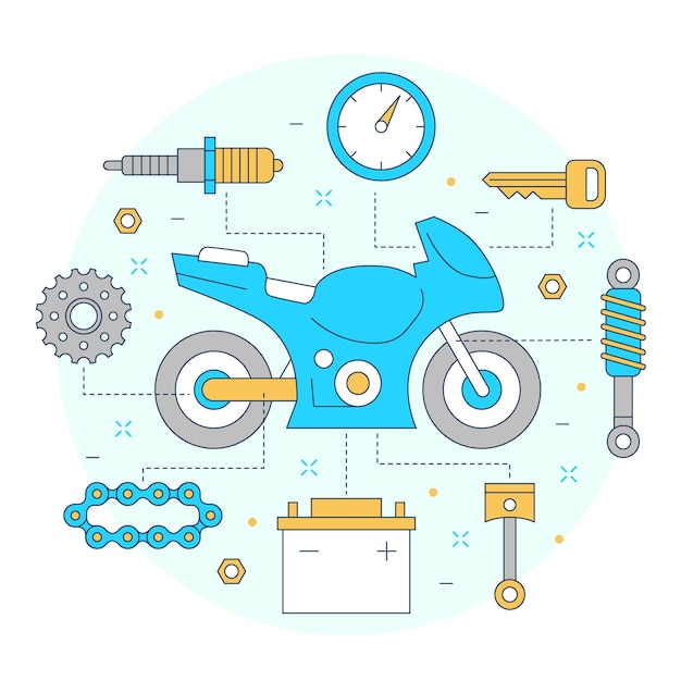 Motorbike parts vector illustration design