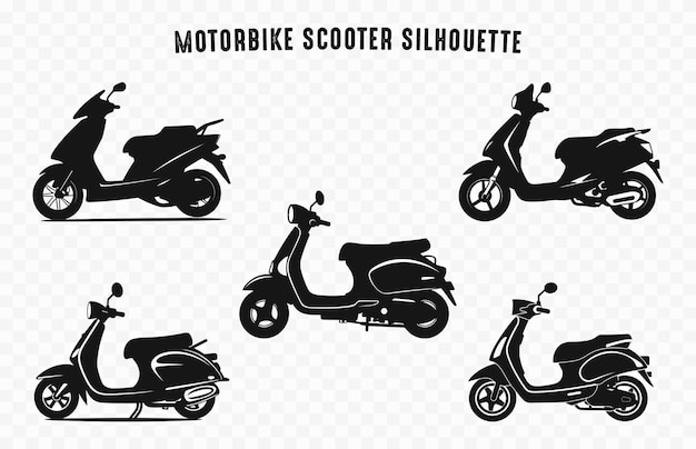 Motorbike Scooter Silhouettes vector Set Scooters black Silhouette Vector Bundle