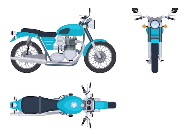 Vector motorbike side and top view