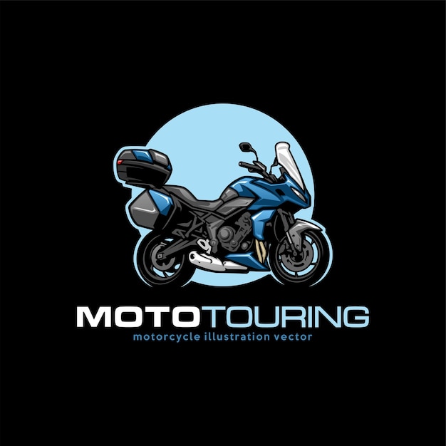 motorbike with touring side box illustration logo vector