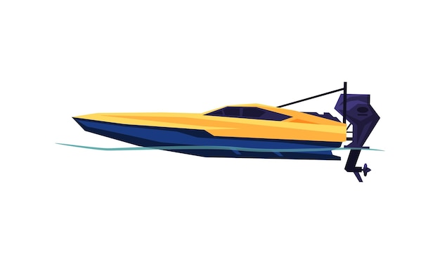 Motorboot of speedboot moderne nautische gemotoriseerde vervoer zomervakantie ontwerpelement vector illustratie