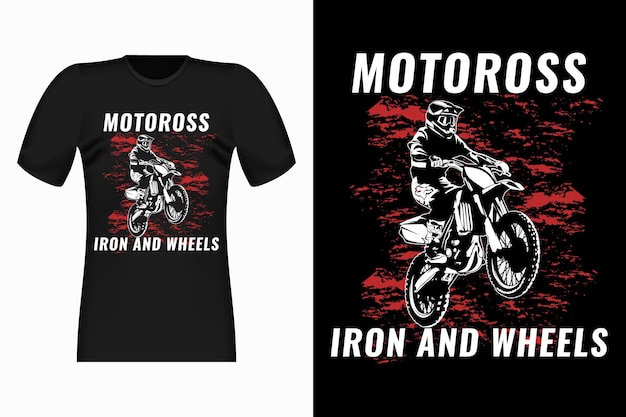 Motorcross ijzer en wielen Vintage T-shirt ontwerp