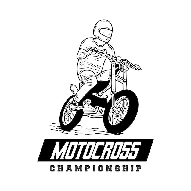 Motorcross kampioenschap handgetekende illustratie Motorraces motorrijders club motorrijders