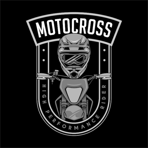 Motorcross met een motorfiets en helmsymbool