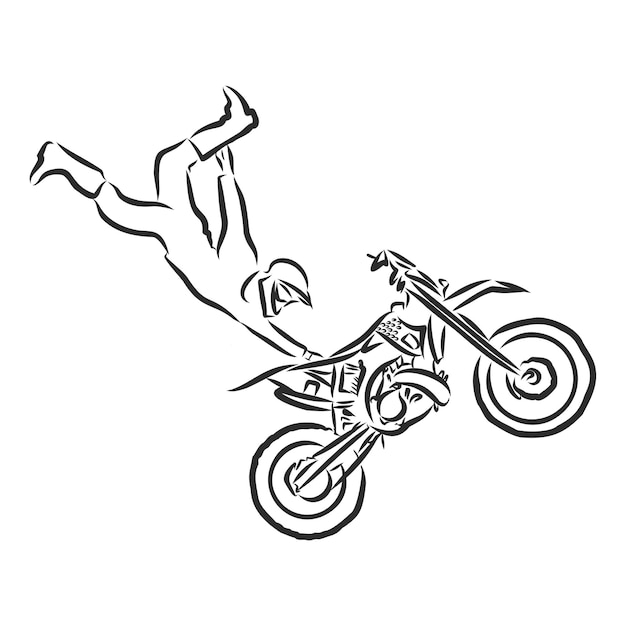 Motorcross motor hand getekende vector illustratie schets