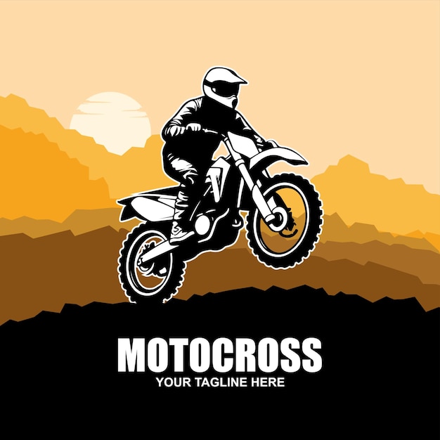 Motorcross race rider op motor geïsoleerde vector silhouet