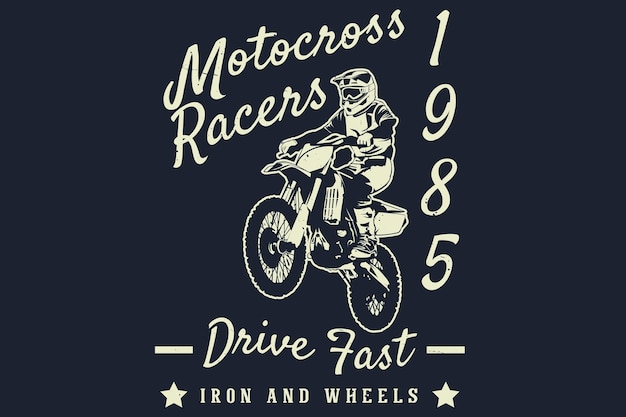 Motorcrossers rijden met een snel ijzer en wielen silhouetontwerp