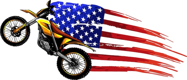 Motorcrosssport met Amerikaanse vlag