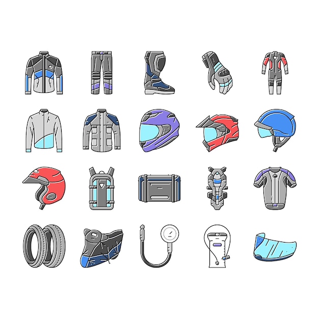 Vector motorcycle bike motor sport icons set vector