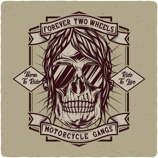 Vector motorcycle biker's skull