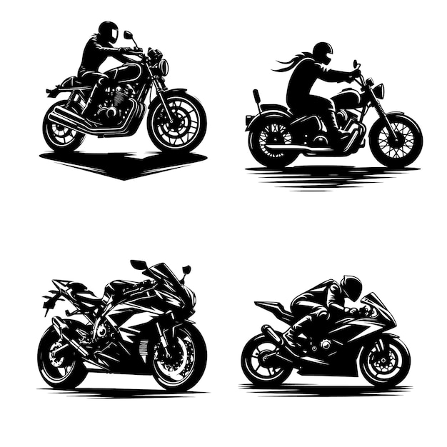 モーターサイクルの黒いシルエットベクトル