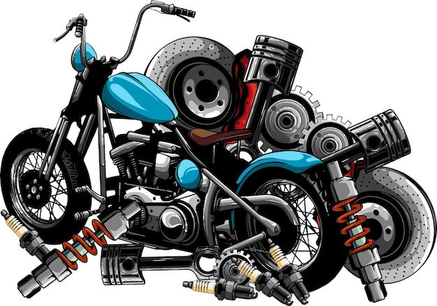 Вектор Дизайн векторной иллюстрации мотоцикла-чоппера