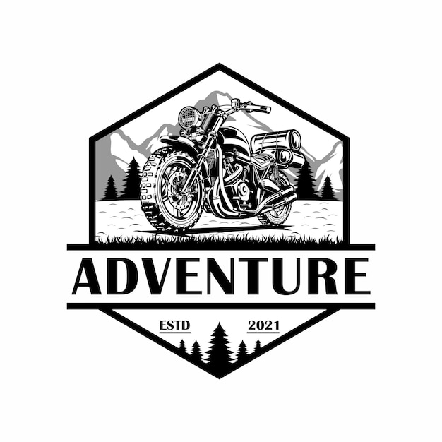 Motorcycle classic adventure logo emblem