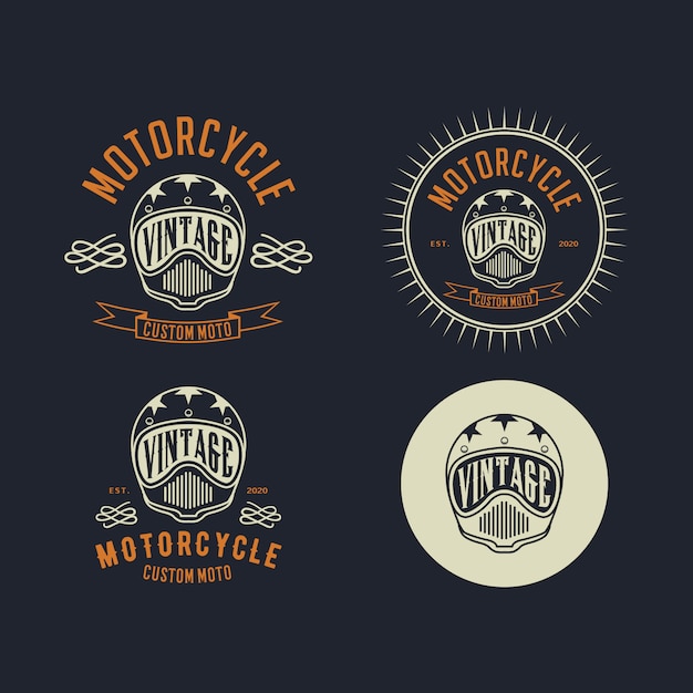 Vettore modello di progettazione di logo vintage moto costum