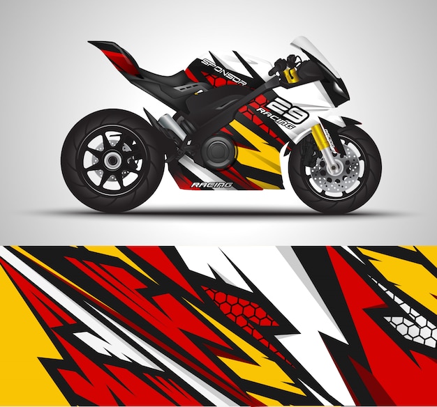 Motorcycle decal wrap and vinyl sticker illustration.