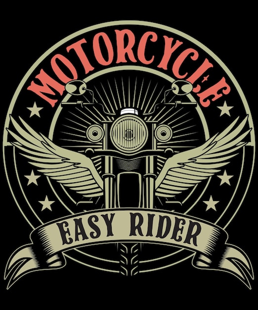 Vettore motocicletta easy rider moto t shirt design