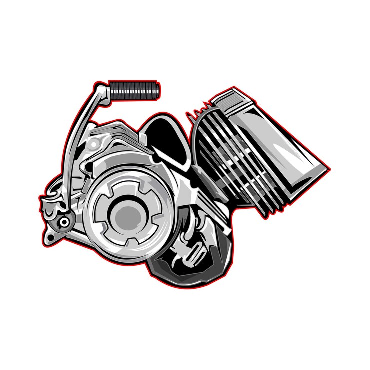 Vector motorcycle engine illustration on white background