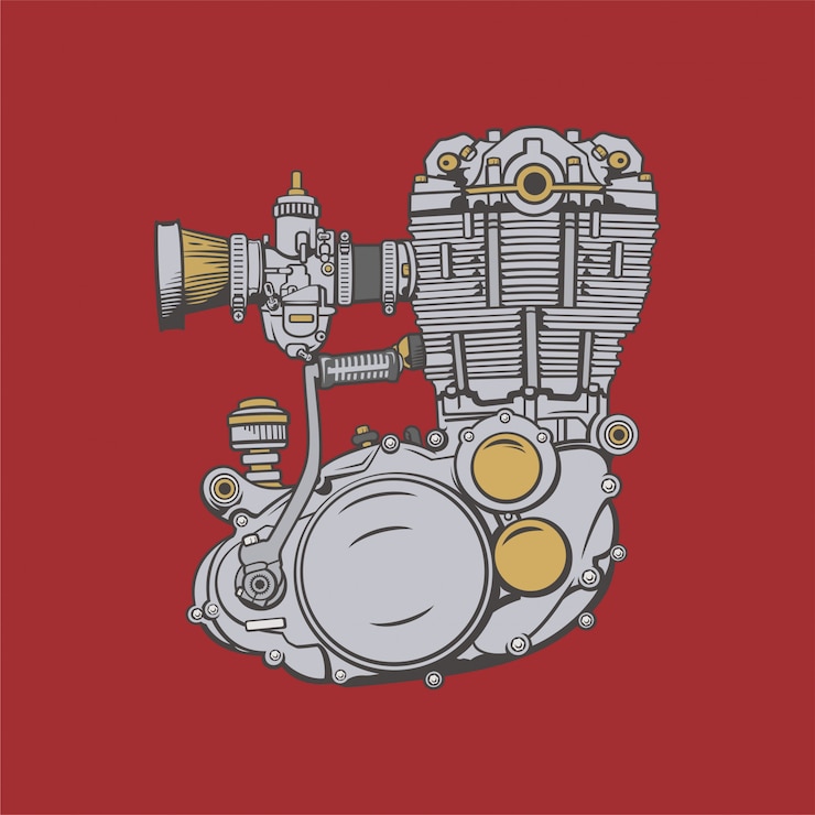 Vector motorcycle engine illustration