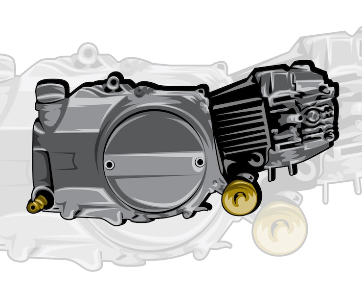 Vector motorcycle engine vector drawing graphic illustration