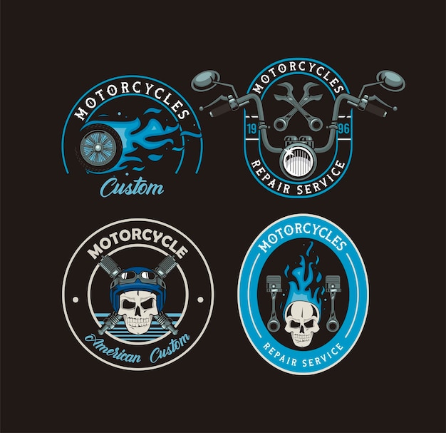 Motorcycle four badges