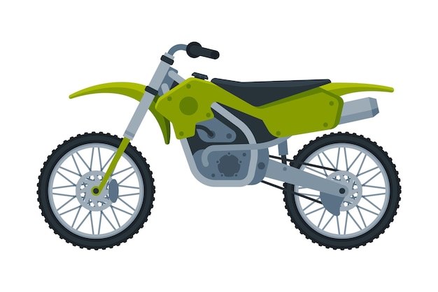 Vector motorcycle green motor bike vehicle side view flat vector illustration