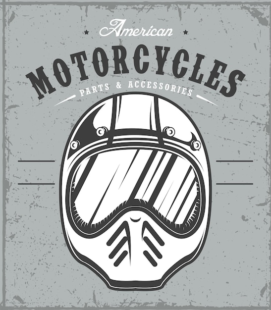 Vector motorcycle helmet on grunge background