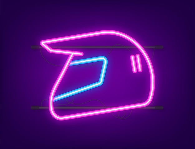 Vector motorcycle helmet neon. night bright neon sign. vector stock illustration.