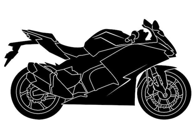 Illustrazione vettoriale del design nero dell'icona del motociclo