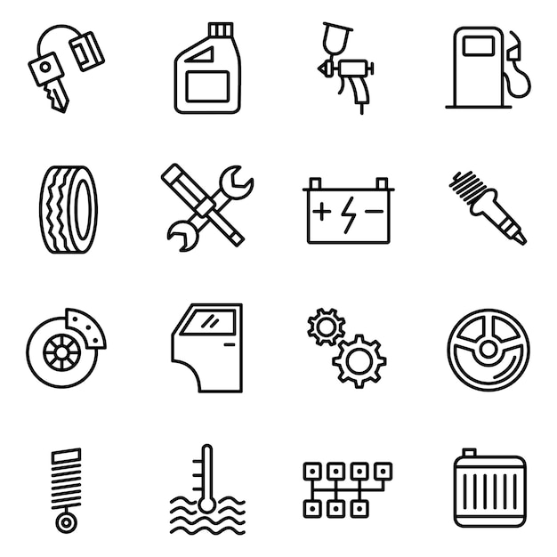 Motorcycle icon pack, outline icon style