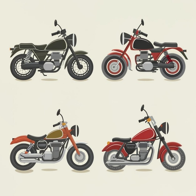 Motorcycle illustration set