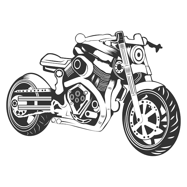 Vector motorcycle isolated on white background. monochrome style.