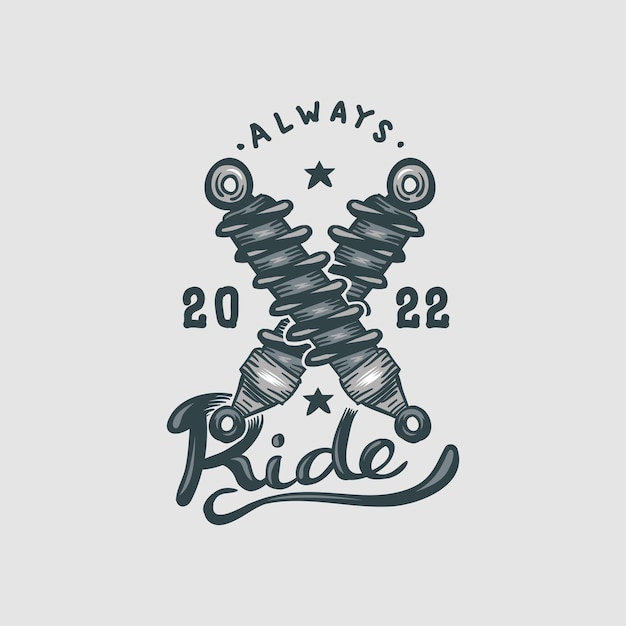 Motorcycle Logo Vector Hand Drawn For Label Vintage Illustration