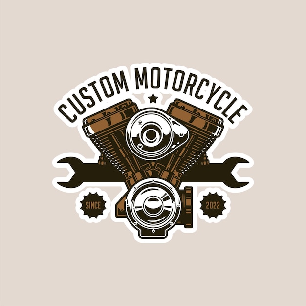 Motorcycle machine retro label logo