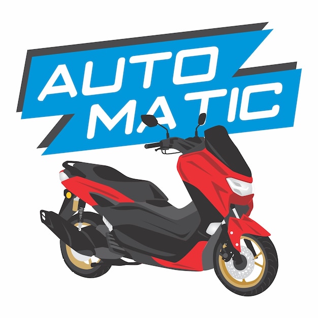 motorcycle matic cartoon vector premium