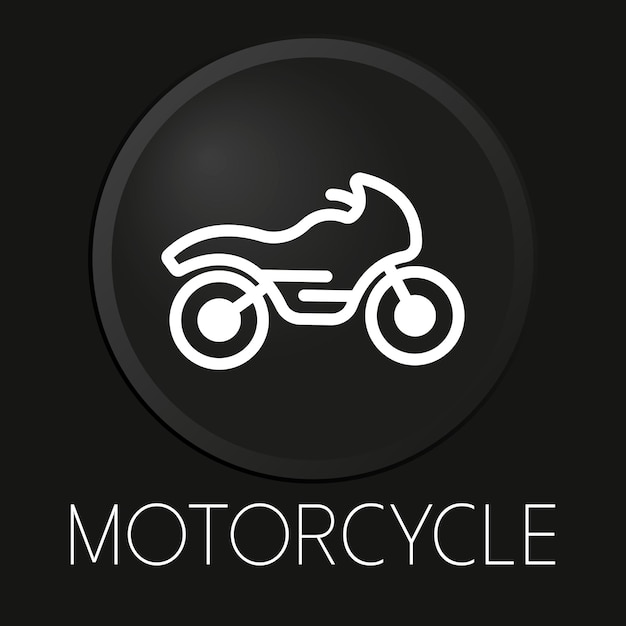 Motorcycle minimal vector line icon on 3D button isolated on black background Premium Vector