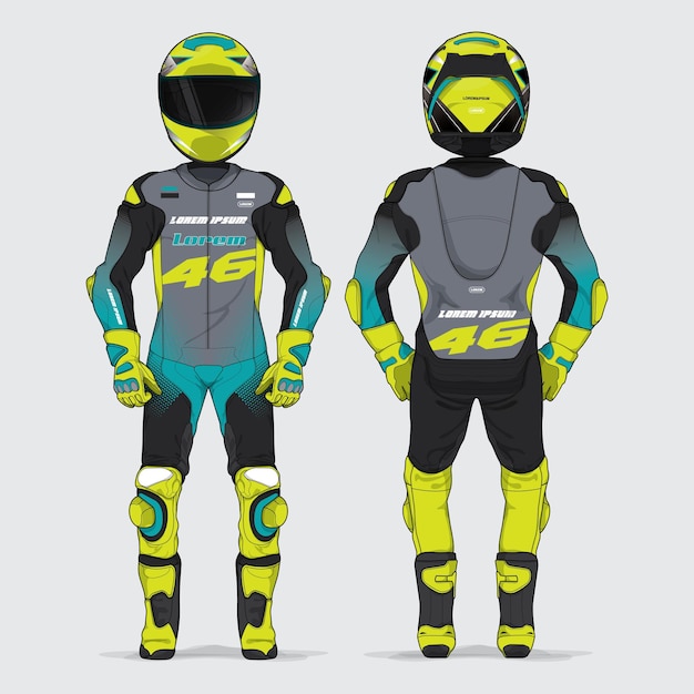 motorcycle moto racing uniform design set mock up vector