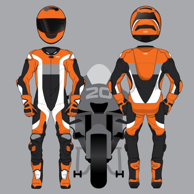 Motocicletta moto corsa uniforme design set mock up vettore