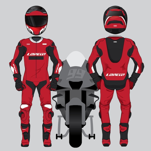 Vettore motocicletta moto corsa uniforme design set mock up vettore