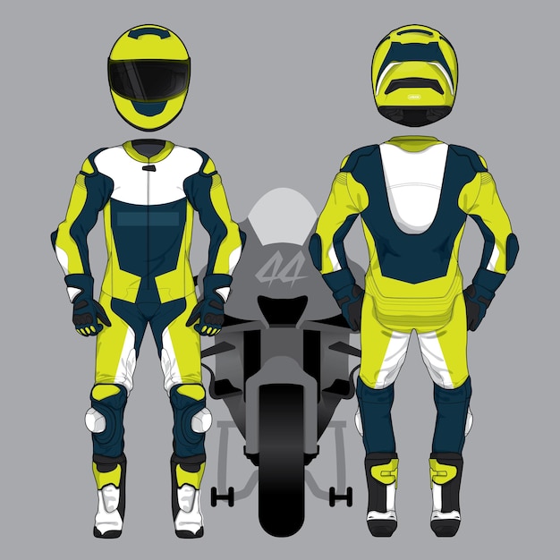 Vettore motocicletta moto corsa uniforme design set mock up vettore